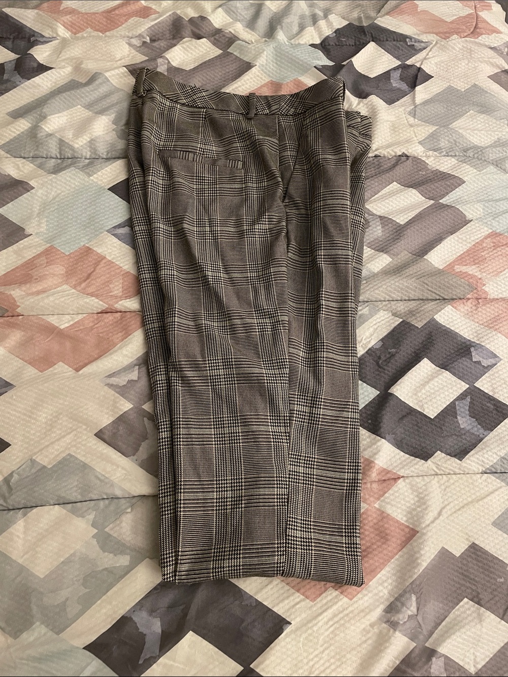 H&M Black and Gray Glen Plaid Dress Pants